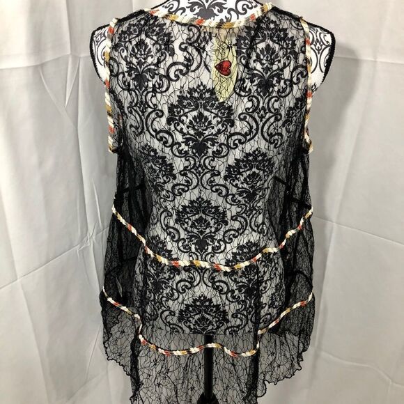 Easel Lace Multicolor Ribbon Babydoll Tank Top - Picture 4 of 7